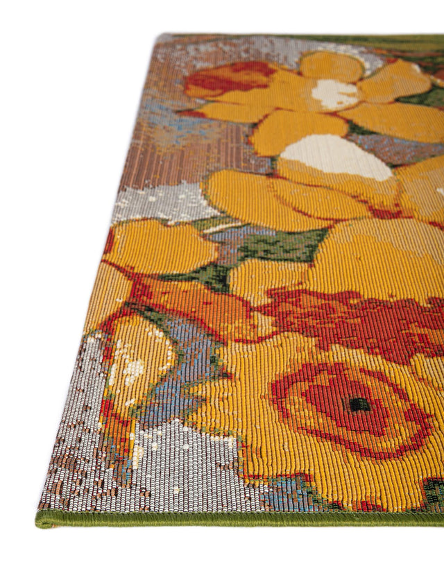 Multicolor 2' 7 x 12' Outdoor Botanical Runner Area Rug Weather Resistant for Patio, Deck, Terrace, Balcony, Porch Polypropylene Garden Floral Tropical Carpet for Sale at Rug Engine