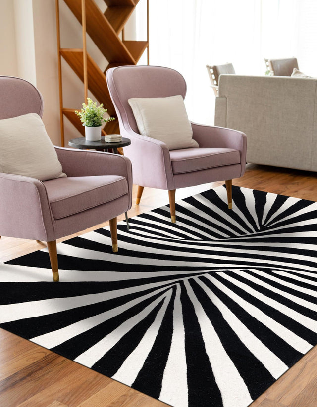 Black and White 10' x 14' 1 Vortex Wool Rectangle Area Rug Hand Tufted 100% Wool Pile & Cotton Backing All Natural Luxury 3D Carpet for Sale at Rug Engine