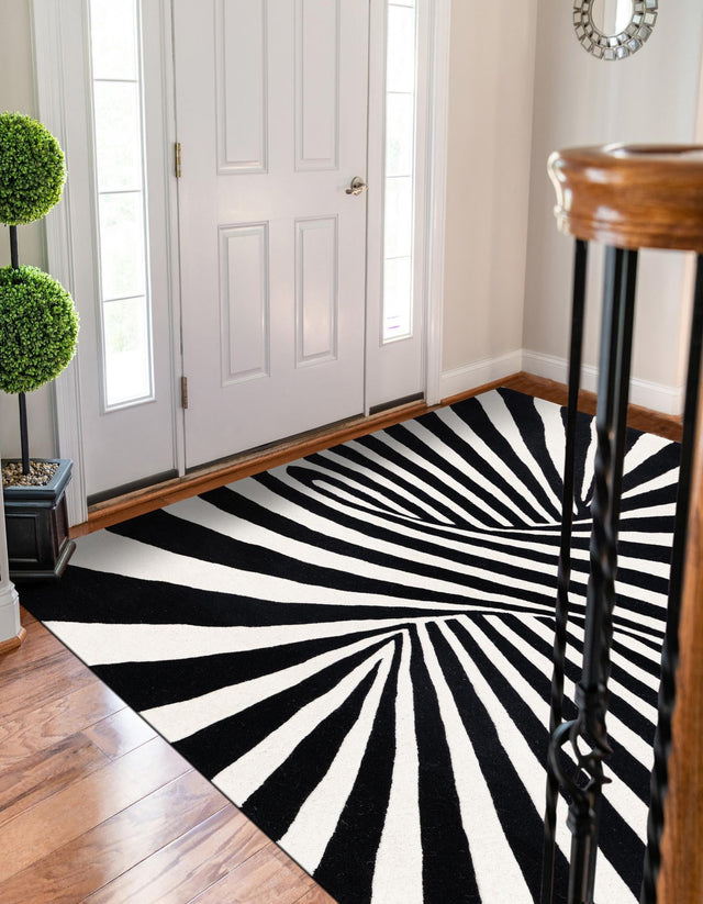 Black and White 10' x 14' 1 Vortex Wool Rectangle Area Rug Hand Tufted 100% Wool Pile & Cotton Backing All Natural Luxury 3D Carpet for Sale at Rug Engine