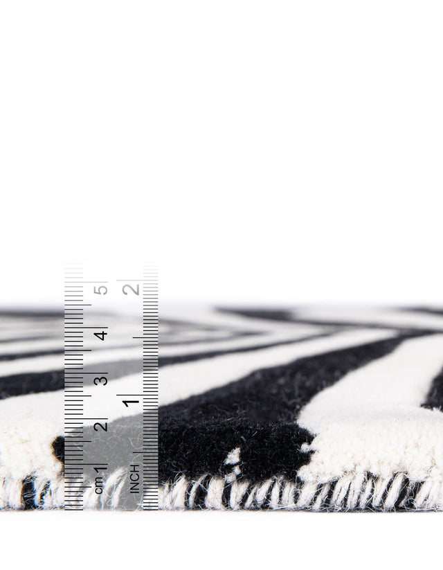 Black and White 7' 10 x 7' 10 Vortex Wool Square Area Rug Hand Tufted 100% Wool Pile & Cotton Backing All Natural Luxury 3D Carpet for Sale at Rug Engine