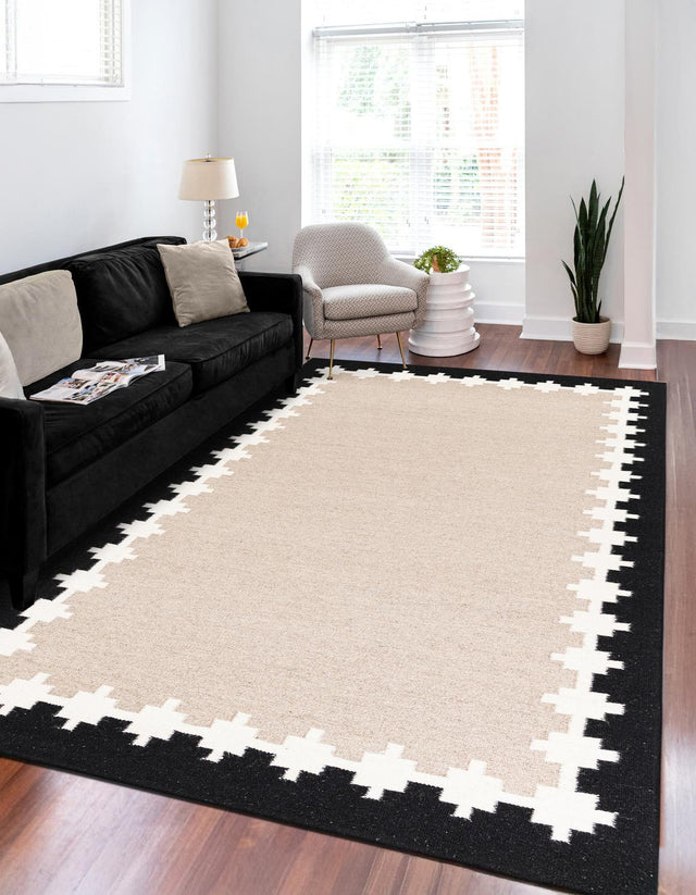 Gray and Black 9' x 12' Kilim Wool Rectangle Area Rug Hand Woven All Natural Traditional Carpet for Unique Home Interior Design for Sale at Rug Engine