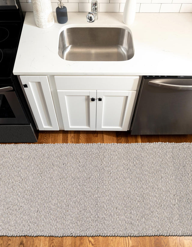 Gray 3' 3 x 12' Lattice Wool Runner Area Rug All Natural Hand Woven Geometric Wool Carpet for Living, Dining, Office, Dorm Room Indoor Decor for Sale at Rug Engine
