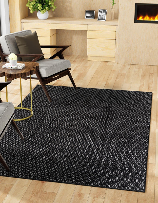 Black 3' 3 x 5' 3 Lattice Wool Rectangle Area Rug All Natural Hand Woven Geometric Wool Carpet for Living, Dining, Office, Dorm Room Indoor Decor for Sale at Rug Engine