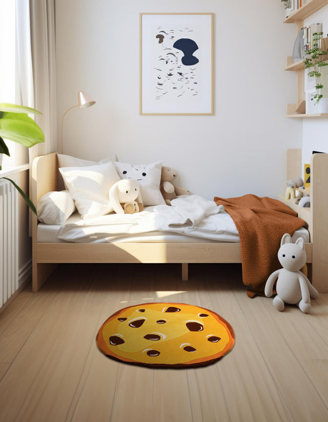Light Brown 6' 1 x 6' 1 Playtime Kids Wool Freeform Area Rug for Baby Nursery, Toddler Playroom, Bedrooms Hand Tufted High Quality Dense Wool Pile Natural Carpet for Sale at Rug Engine