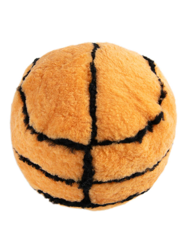 Hand Made 100% Lambskin Orange 0' 8 x 0' 8 Basketball Accent Luxury Throw Pillow Sports Ball for Unique Modern Interior Design for Sale at Rug Engine