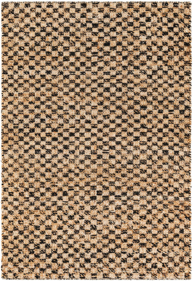 Black and Natural 4' 1 x 6' 1 Checkered Jute Wool Rectangle Area Rug 60% Jute & 40% Wool Geometric All Natural Eco-Friendly Sustainable Carpet for Contemporary Design Decorating for Sale at Rug Engine