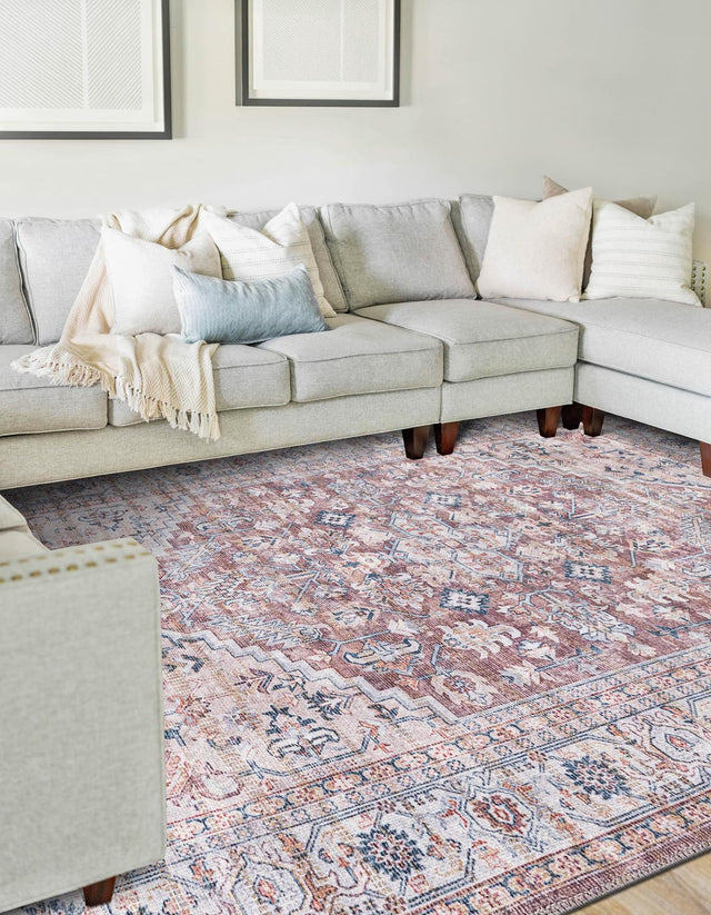 Washable Brown 3' 3 x 5' 3 Nostalgia Rectangle Area Rug Easy to Clean Stain Resistant & Durable Polyester Chenille Vintage Distressed Carpet for Sale at Rug Engine