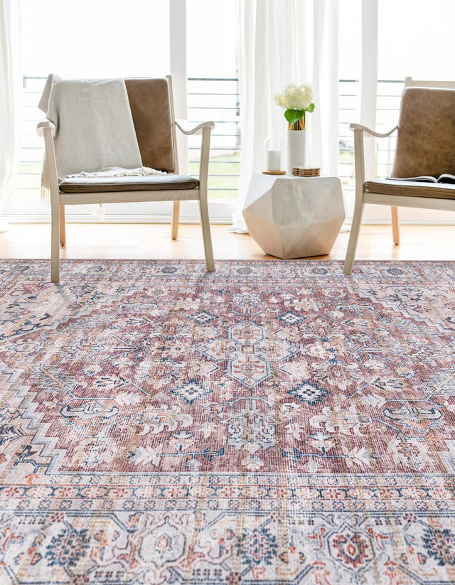 Washable Brown 3' 3 x 5' 3 Nostalgia Rectangle Area Rug Easy to Clean Stain Resistant & Durable Polyester Chenille Vintage Distressed Carpet for Sale at Rug Engine