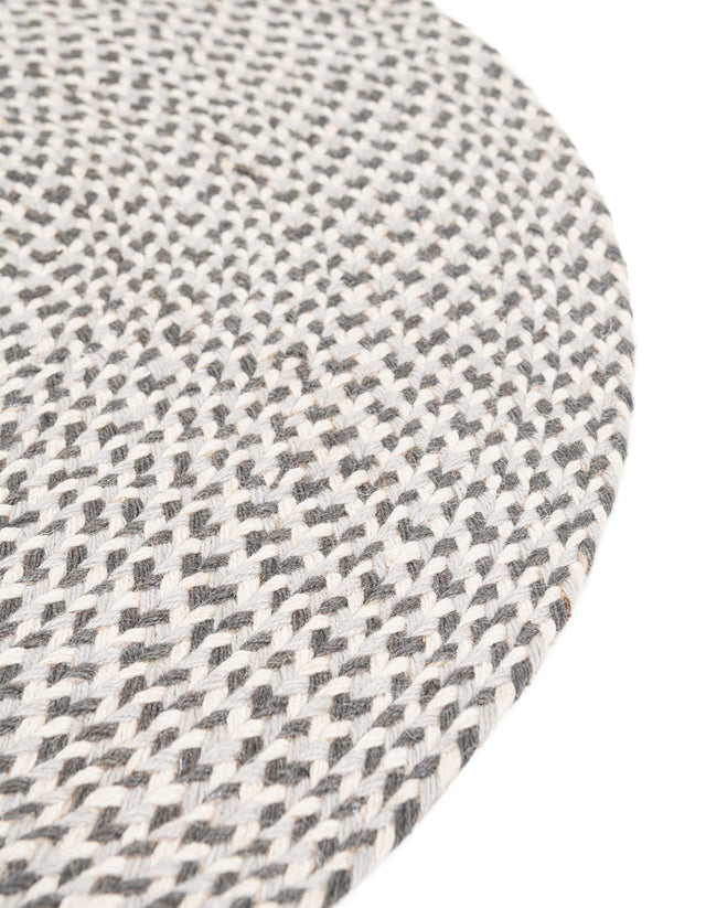 Gray 6' 1 x 6' 1 Tweed Braided Jute Round Area Rug 100% All Natural Jute Hand Braided in India Carpet for Unique Luxury Home Interiors for Sale at Rug Engine