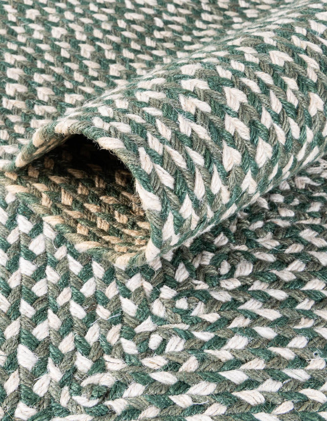 Green 2' x 3' 1 Tweed Braided Jute Rectangle Area Rug