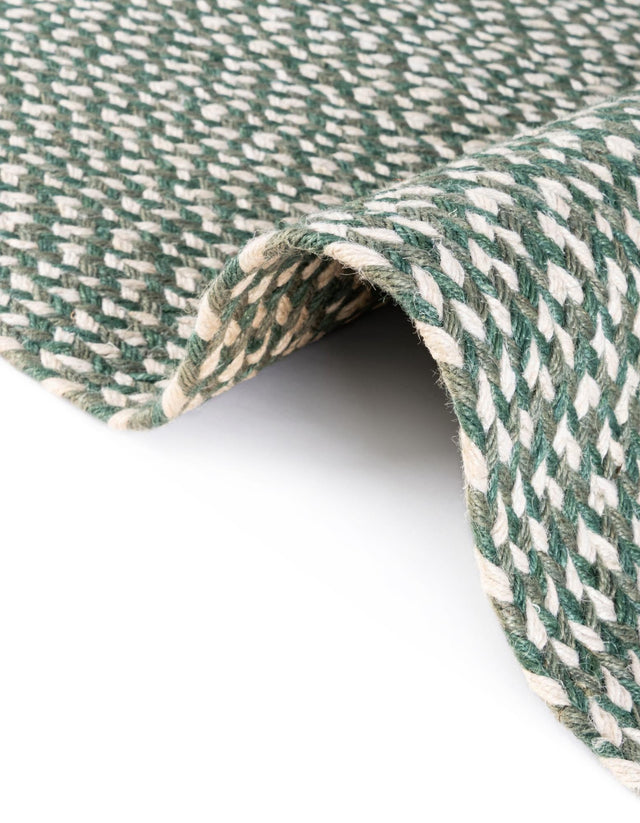 Green 2' x 3' 1 Tweed Braided Jute Rectangle Area Rug