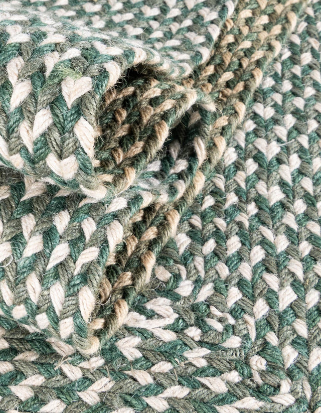 Green 5' 1 x 8' Tweed Braided Jute Rectangle Area Rug 100% All Natural Jute Hand Braided in India Carpet for Unique Luxury Home Interiors for Sale at Rug Engine