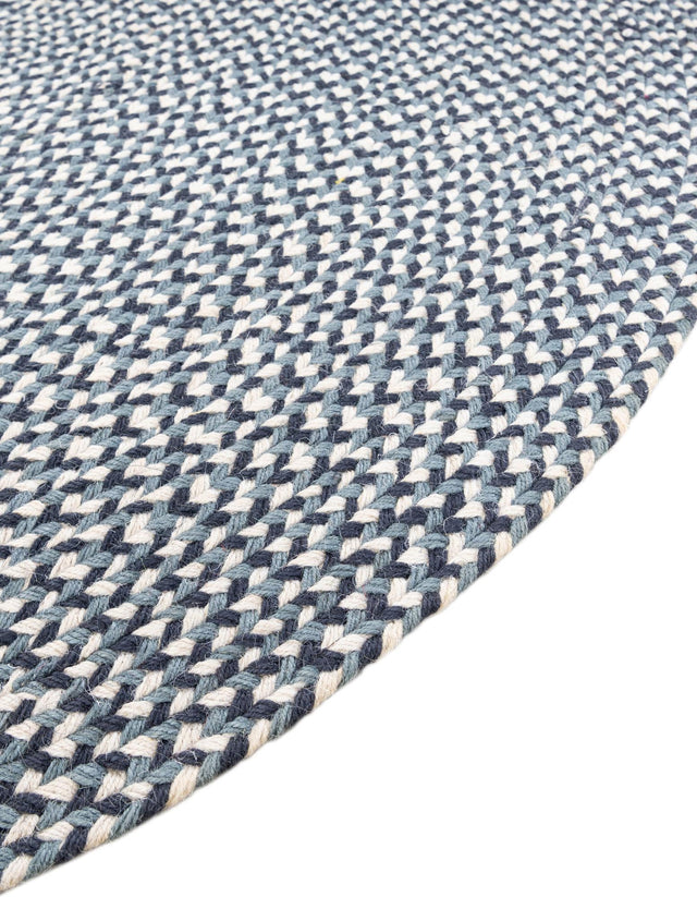 Navy Blue 6' 1 x 6' 1 Tweed Braided Jute Round Area Rug 100% All Natural Jute Hand Braided in India Carpet for Unique Luxury Home Interiors for Sale at Rug Engine