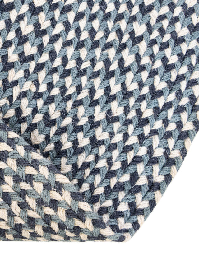 Navy Blue 6' 1 x 6' 1 Tweed Braided Jute Round Area Rug 100% All Natural Jute Hand Braided in India Carpet for Unique Luxury Home Interiors for Sale at Rug Engine