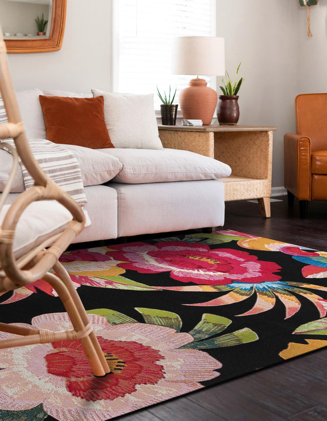 Multicolor 5' 1 x 7' 1 Outdoor Botanical Rectangle Area Rug Weather Resistant for Patio, Deck, Terrace, Balcony, Porch Polypropylene Garden Floral Tropical Carpet for Sale at Rug Engine