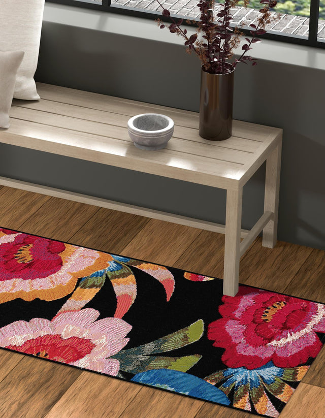 Multicolor 2' 7 x 10' Outdoor Botanical Runner Area Rug Weather Resistant for Patio, Deck, Terrace, Balcony, Porch Polypropylene Garden Floral Tropical Carpet for Sale at Rug Engine