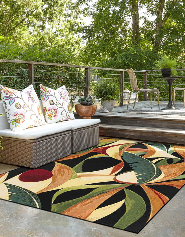 Multicolor 5' 1 x 8' Outdoor Botanical Rectangle Area Rug Weather Resistant for Patio, Deck, Terrace, Balcony, Porch Polypropylene Garden Floral Tropical Carpet for Sale at Rug Engine