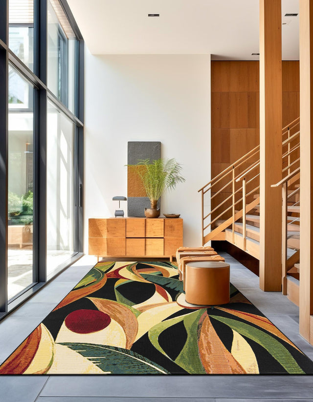 Multicolor 5' 1 x 8' Outdoor Botanical Rectangle Area Rug Weather Resistant for Patio, Deck, Terrace, Balcony, Porch Polypropylene Garden Floral Tropical Carpet for Sale at Rug Engine