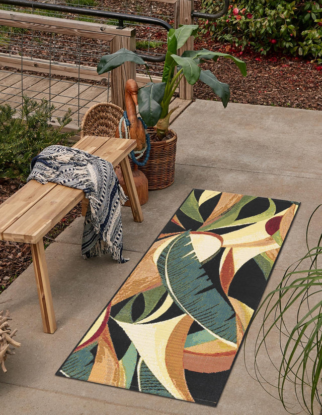 Multicolor 2' x 5' 1 Outdoor Botanical Runner Area Rug Weather Resistant for Patio, Deck, Terrace, Balcony, Porch Polypropylene Garden Floral Tropical Carpet for Sale at Rug Engine