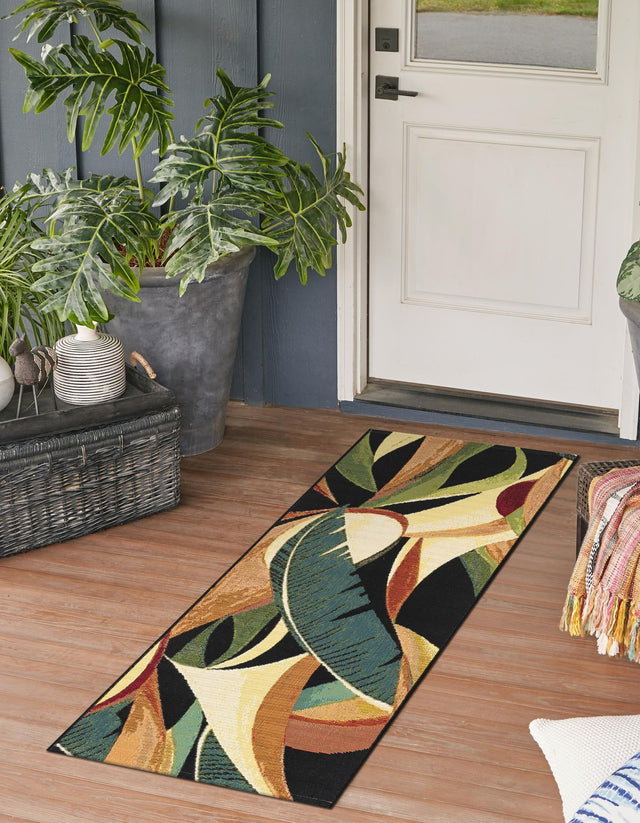 Multicolor 2' 7 x 12' Outdoor Botanical Runner Area Rug Weather Resistant for Patio, Deck, Terrace, Balcony, Porch Polypropylene Garden Floral Tropical Carpet for Sale at Rug Engine