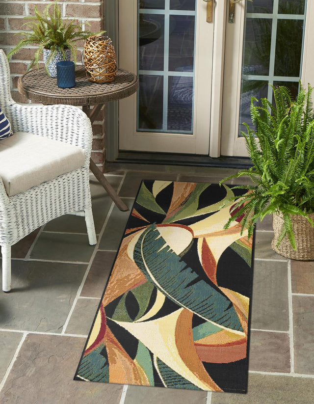 Multicolor 2' 7 x 12' Outdoor Botanical Runner Area Rug Weather Resistant for Patio, Deck, Terrace, Balcony, Porch Polypropylene Garden Floral Tropical Carpet for Sale at Rug Engine