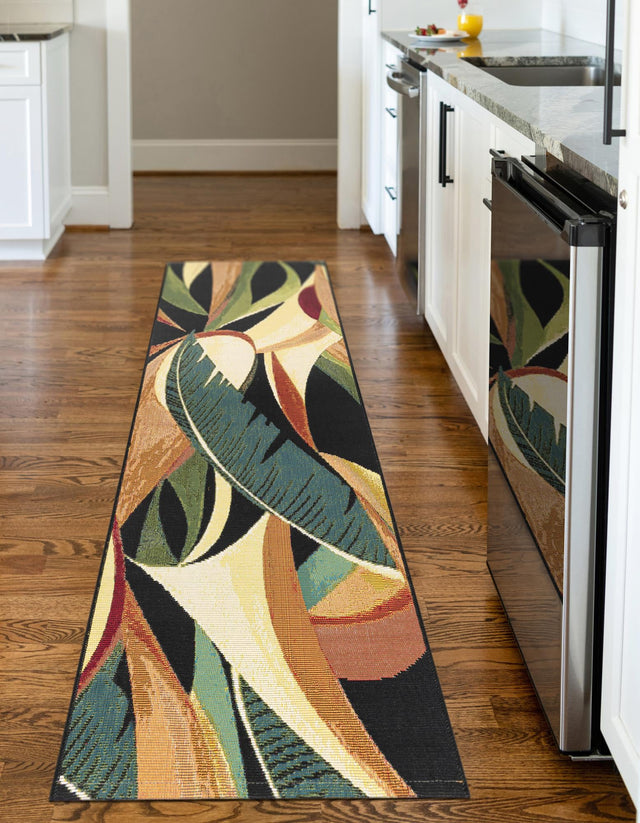 Multicolor 2' x 5' 1 Outdoor Botanical Runner Area Rug Weather Resistant for Patio, Deck, Terrace, Balcony, Porch Polypropylene Garden Floral Tropical Carpet for Sale at Rug Engine