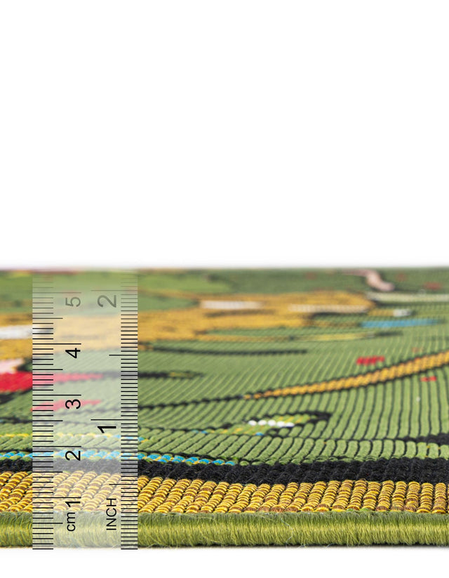 Green 7' 10 x 7' 10 Outdoor Botanical Round Area Rug Weather Resistant for Patio, Deck, Terrace, Balcony, Porch Polypropylene Garden Floral Tropical Carpet for Sale at Rug Engine