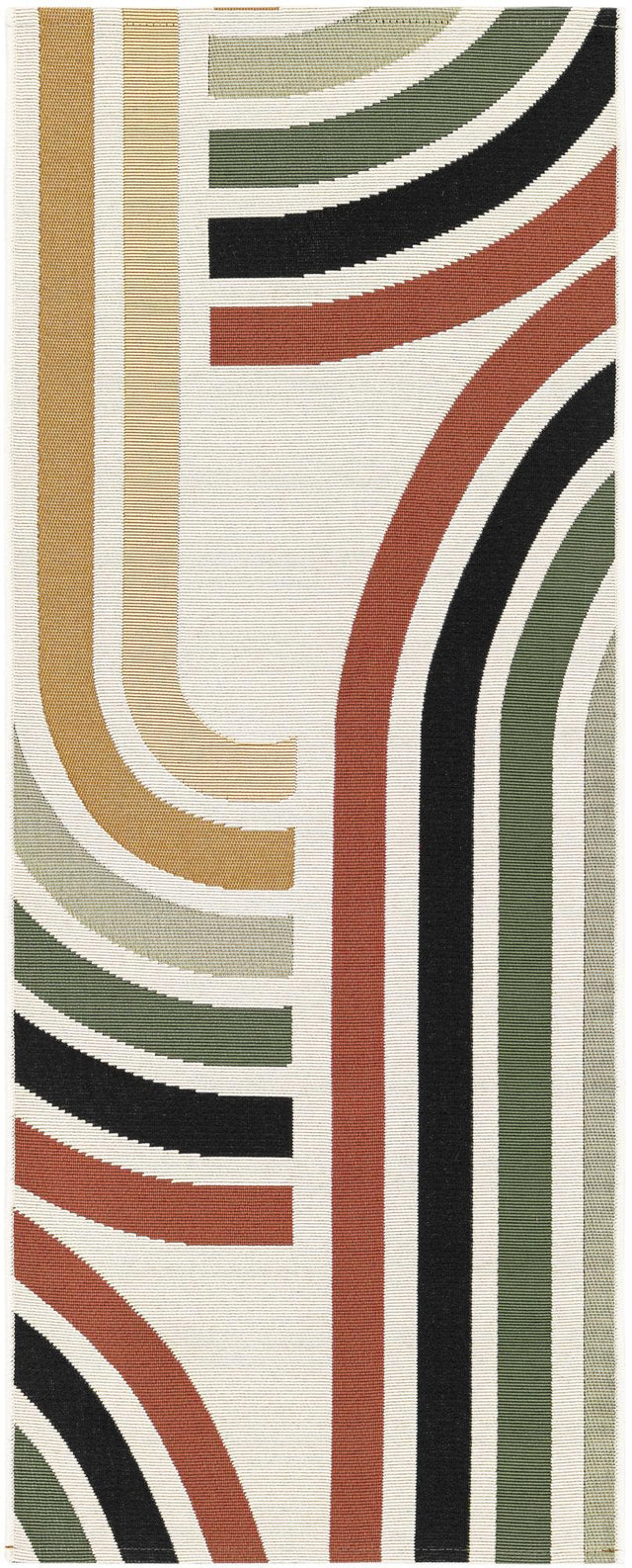 Multicolor 2' x 5' 1 Outdoor Modern Runner Area Rug Weather Resistant for Patio, Deck, Terrace, Balcony, Porch 100% Polypropylene Modern Outside Carpet for Sale at Rug Engine