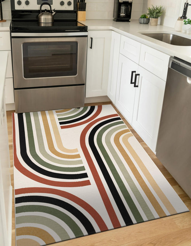 Multicolor 10' x 14' 1 Outdoor Modern Rectangle Area Rug Weather Resistant for Patio, Deck, Terrace, Balcony, Porch 100% Polypropylene Modern Outside Carpet for Sale at Rug Engine