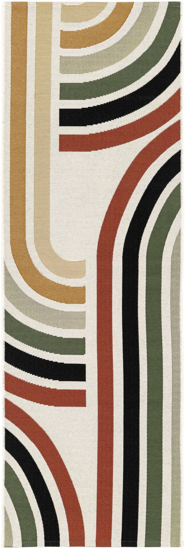 Multicolor 2' x 6' 1 Outdoor Modern Runner Area Rug Weather Resistant for Patio, Deck, Terrace, Balcony, Porch 100% Polypropylene Modern Outside Carpet for Sale at Rug Engine