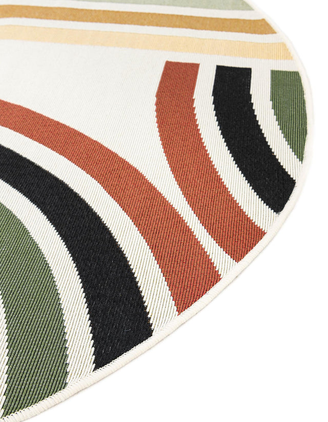 Multicolor 5' 1 x 5' 1 Outdoor Modern Round Area Rug Weather Resistant for Patio, Deck, Terrace, Balcony, Porch 100% Polypropylene Modern Outside Carpet for Sale at Rug Engine