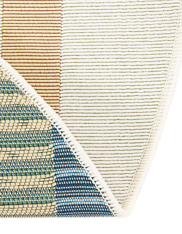 Multicolor 4' 1 x 4' 1 Outdoor Modern Round Area Rug Weather Resistant for Patio, Deck, Terrace, Balcony, Porch 100% Polypropylene Modern Outside Carpet for Sale at Rug Engine