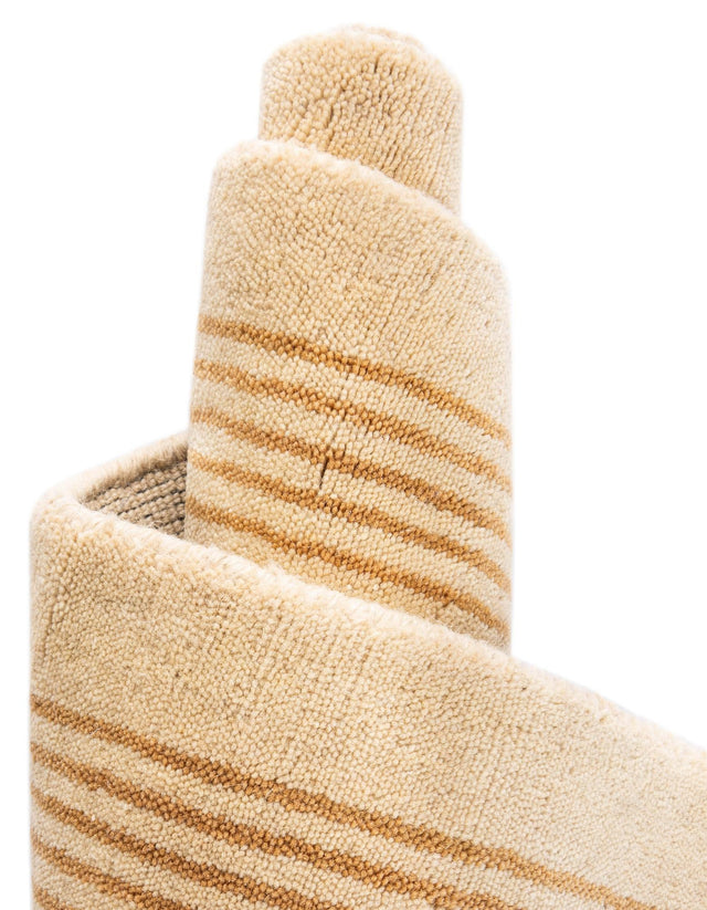 Beige 2' 2 x 3' 1 Jill Zarin Striped Wool Rectangle Area Rug 80% Wool & 20% Cotton Hand Made Luxury All Natural Carpet for Interior Design for Sale at Rug Engine