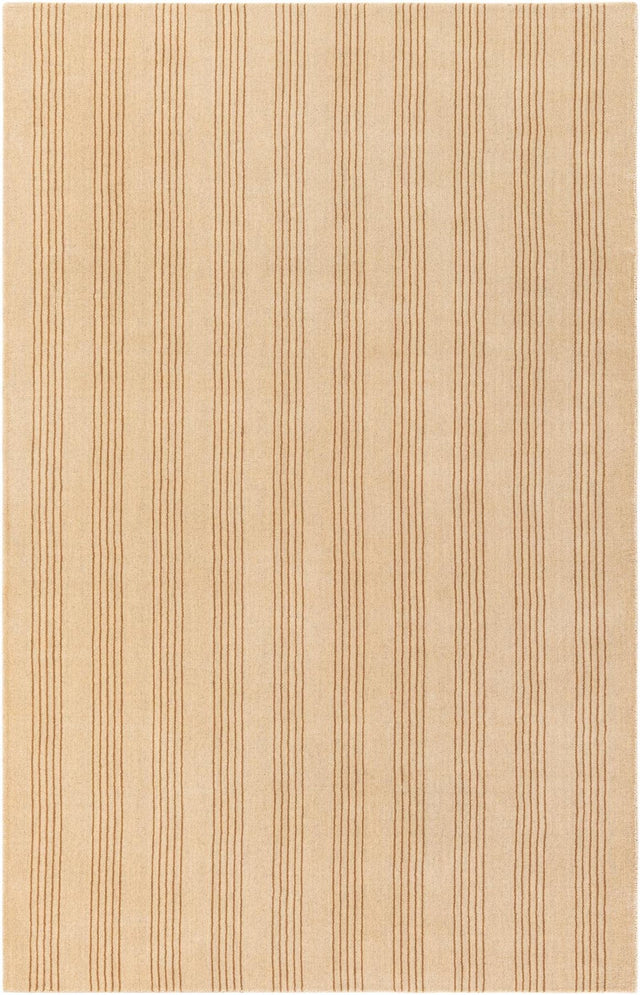 Beige 5' 1 x 8' Jill Zarin Striped Wool Rectangle Area Rug 80% Wool & 20% Cotton Hand Made Luxury All Natural Carpet for Interior Design for Sale at Rug Engine