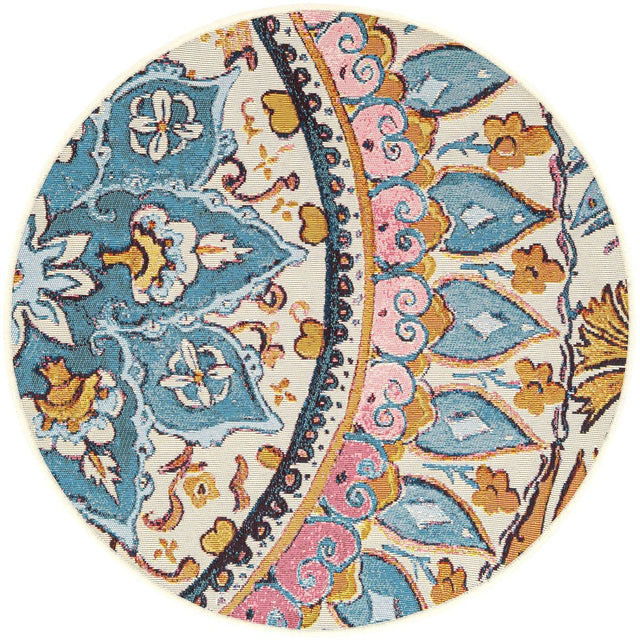 Multicolor 3' 1 x 3' 1 Outdoor Traditional Round Area Rug Weather Resistant for Patio, Deck, Terrace, Balcony, Porch Classical Design Outside Carpet for Sale at Rug Engine