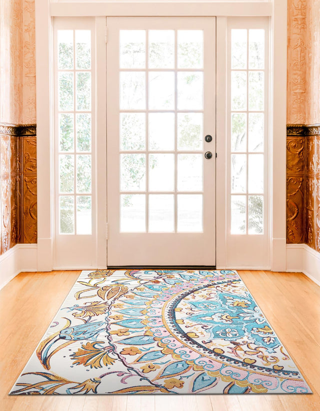 Multicolor 9' x 12' Outdoor Traditional Rectangle Area Rug Weather Resistant for Patio, Deck, Terrace, Balcony, Porch Classical Design Outside Carpet for Sale at Rug Engine
