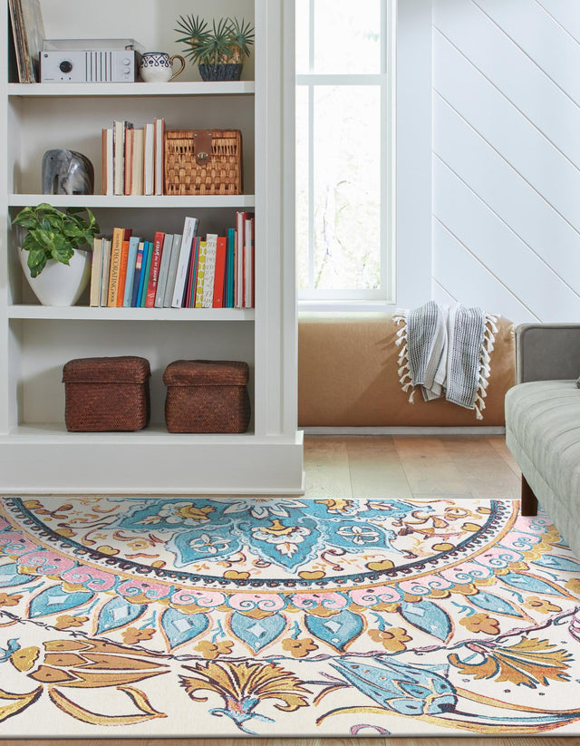 Multicolor 2' x 3' 1 Outdoor Traditional Rectangle Area Rug Weather Resistant for Patio, Deck, Terrace, Balcony, Porch Classical Design Outside Carpet for Sale at Rug Engine