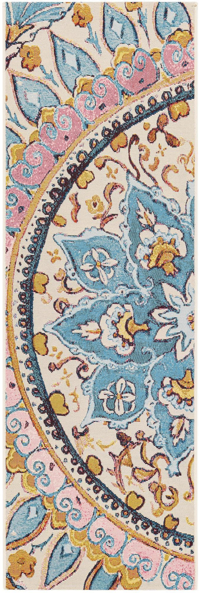 Multicolor 2' x 6' 1 Outdoor Traditional Runner Area Rug Weather Resistant for Patio, Deck, Terrace, Balcony, Porch Classical Design Outside Carpet for Sale at Rug Engine
