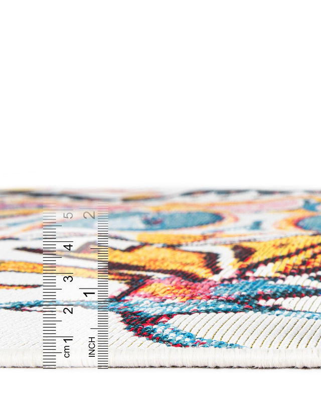 Multicolor 3' 1 x 3' 1 Outdoor Traditional Round Area Rug Weather Resistant for Patio, Deck, Terrace, Balcony, Porch Classical Design Outside Carpet for Sale at Rug Engine