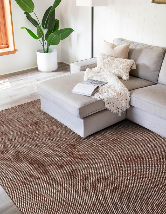 Mocha Brown 8' x 10' Jill Zarin English Manor Rectangle Area Rug 100% Premium Natural Wool Handwoven Carpet for Living Rooms, Office Space, Bedrooms, Dorms for Sale at Rug Engine