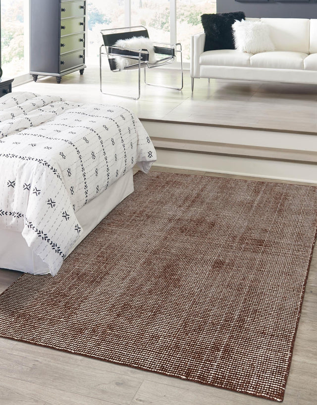 Mocha Brown 6' 1 x 9' Jill Zarin English Manor Rectangle Area Rug 100% Premium Natural Wool Handwoven Carpet for Living Rooms, Office Space, Bedrooms, Dorms for Sale at Rug Engine