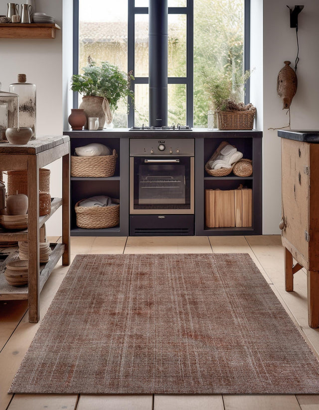 Mocha Brown 4' 1 x 6' 1 Jill Zarin English Manor Rectangle Area Rug 100% Premium Natural Wool Handwoven Carpet for Living Rooms, Office Space, Bedrooms, Dorms for Sale at Rug Engine