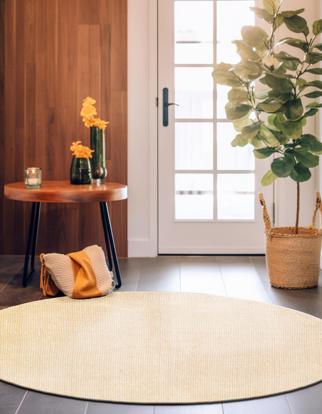 Oat Beige 3' 1 x 3' 1 Jill Zarin English Manor Round Area Rug 100% Premium Natural Wool Handwoven Carpet for Living Rooms, Office Space, Bedrooms, Dorms for Sale at Rug Engine