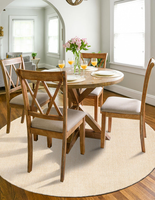 Oat Beige 5' 1 x 5' 1 Jill Zarin English Manor Round Area Rug 100% Premium Natural Wool Handwoven Carpet for Living Rooms, Office Space, Bedrooms, Dorms for Sale at Rug Engine