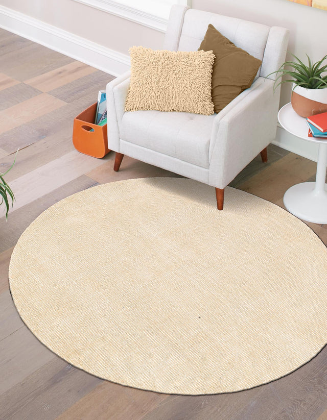 Oat Beige 5' 1 x 5' 1 Jill Zarin English Manor Round Area Rug 100% Premium Natural Wool Handwoven Carpet for Living Rooms, Office Space, Bedrooms, Dorms for Sale at Rug Engine