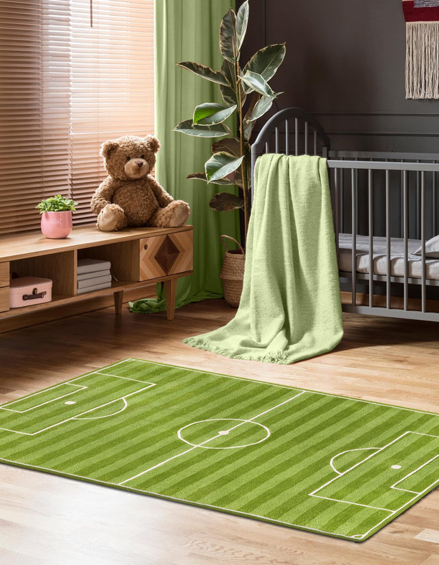 Green 2' x 3' 1 Playtime Kids Wool Freeform Area Rug for Baby Nursery, Toddler Playroom, Bedrooms