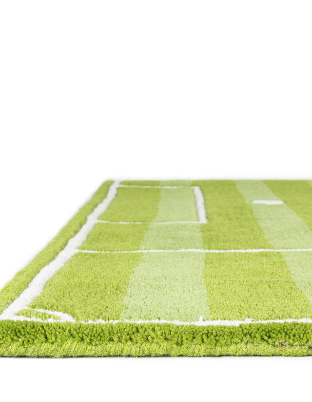 Green 4' 1 x 6' 1 Playtime Kids Wool Freeform Area Rug for Baby Nursery, Toddler Playroom, Bedrooms