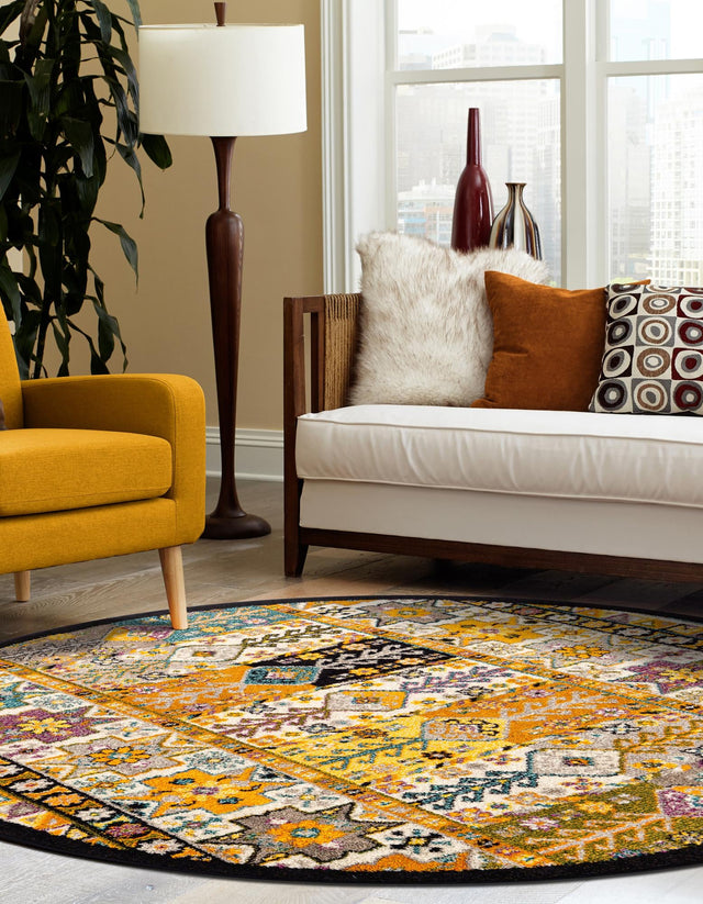 Multicolor 5' 3 x 5' 3 Penrose Round Area Rug