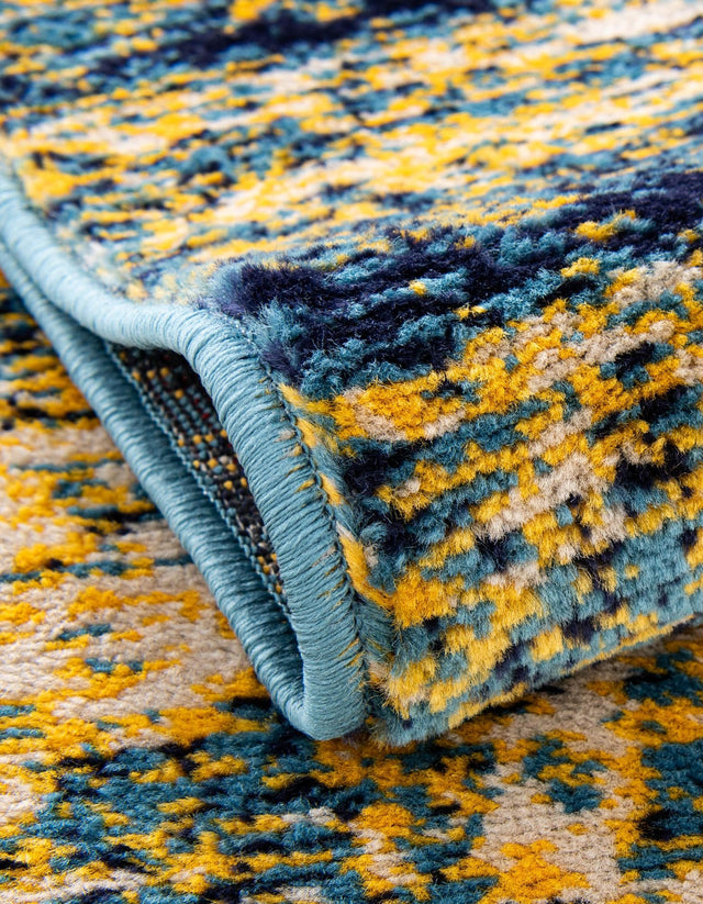 Navy Blue and Yellow 2' 7 x 10' Laguna Runner Area Rug 100% Polypropylene Modern Contemporary Carpet for Bedrooms, Living Room, Dining, Office for Sale at Rug Engine