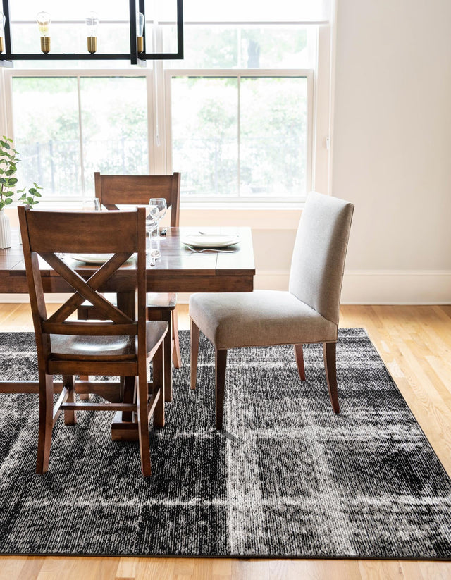 Black 9' x 12' Laguna Rectangle Area Rug 100% Polypropylene Modern Contemporary Carpet for Bedrooms, Living Room, Dining, Office for Sale at Rug Engine